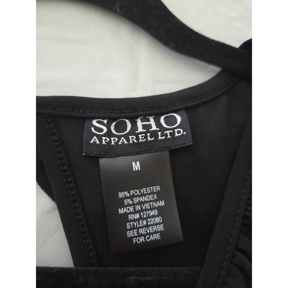 Soho‎ Ruffle Sleeveless Dress Women's M Lbd Party Summer Event Black V neck - Picture 3 of 9